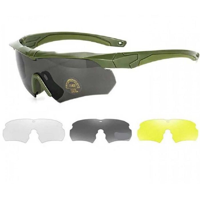 Окуляри захисні ESS Crossbow з 3 змінними лінзами с поляризаціею Олива