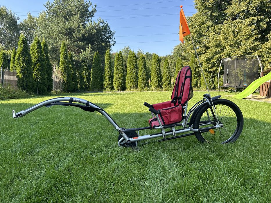 Przyczepka rowerowa Wehoo od 2 do 9 lat, do 36 kg i do 132 cm wzrostu