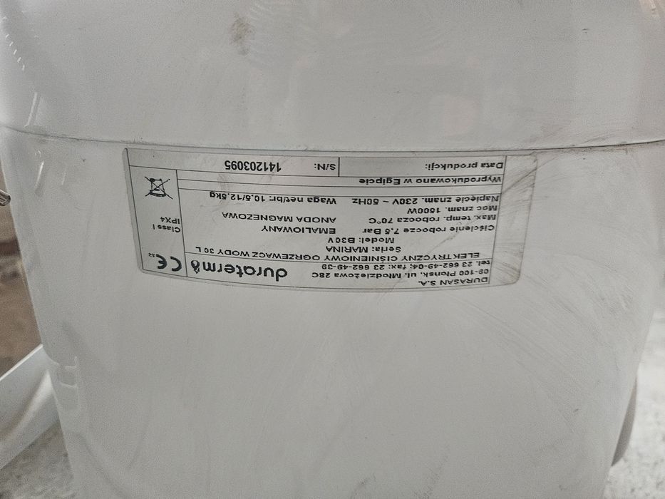 Duraterm ogrzewacz bojler wody 30l elektryczny