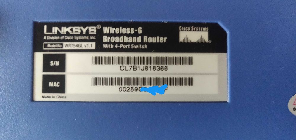 Router Linksys WRT54GL V.1.1.