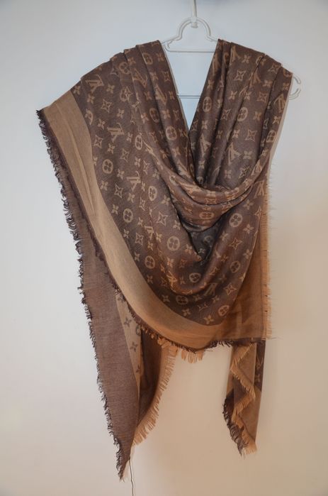 chusta/apaszka 143 x140 kaszmir wool  brązy LV