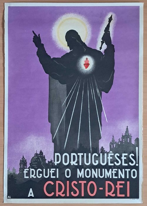 Portugueses! Erguei o Monumento ao Cristo-Rei 1938 Cartaz Original Poster
