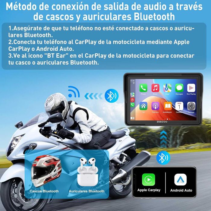 Android Auto/CarPlay para Moto, écran 5", marca ESSGOO, NOVO