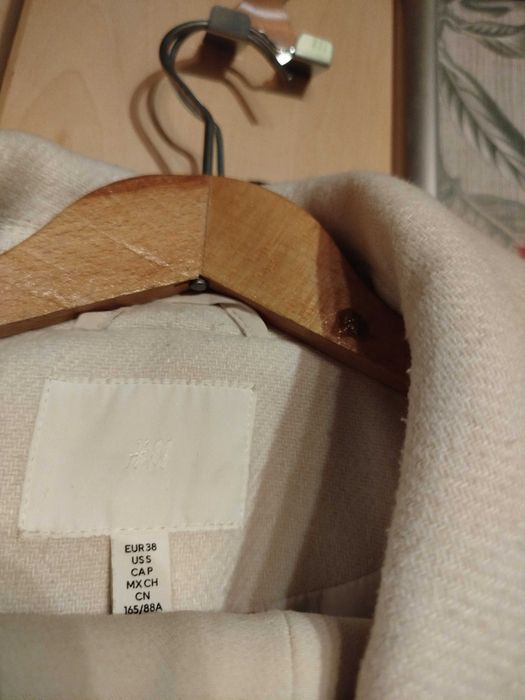 Płaszcz ecru H&M rozmiar S