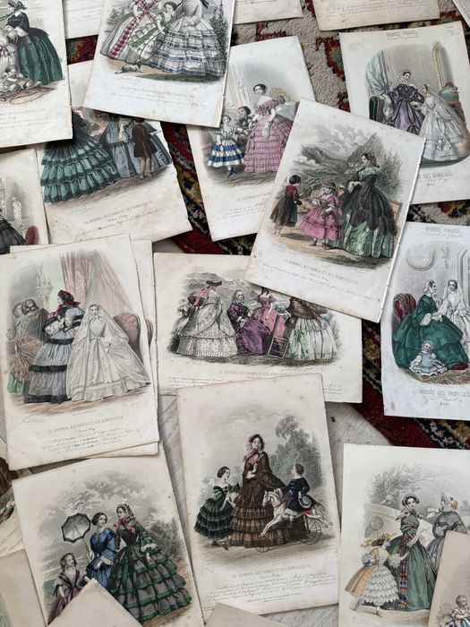 Старинные цветные гравюры . Гравюры мода . Мода.