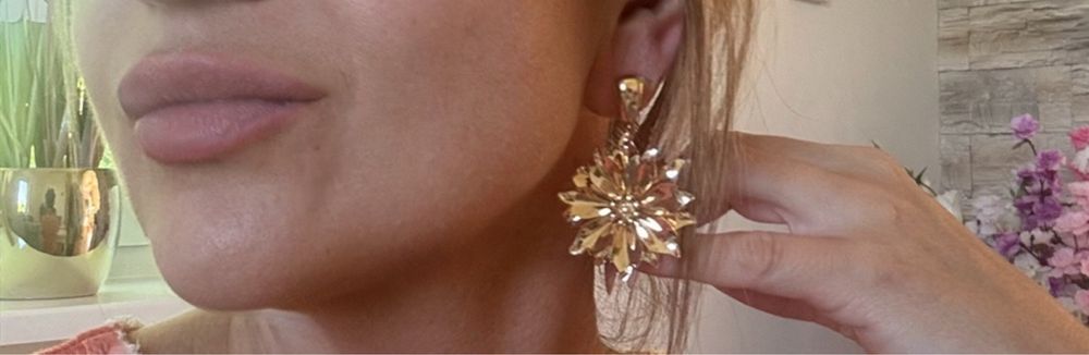 Kolcxyki wiszące kwiatki złote Premium