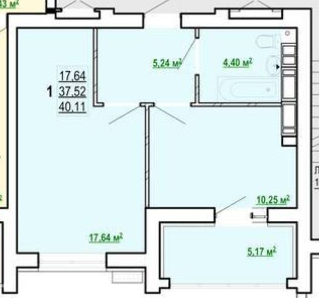 Квартира  ЖК Сказка-Лучшая цена за 1-комнатную 40м2 ДОКУМЕНТЫ