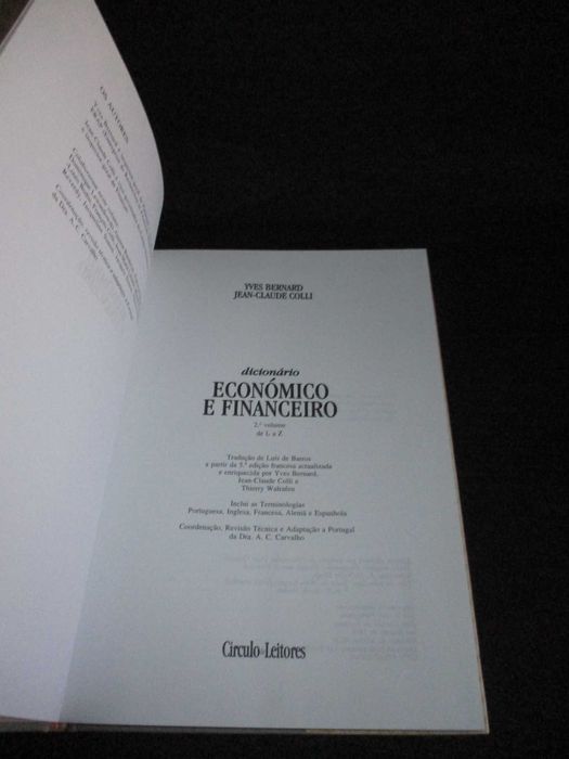 Livro Dicionário Económico e Financeiro Yves Bernard Jean-Claude Colli