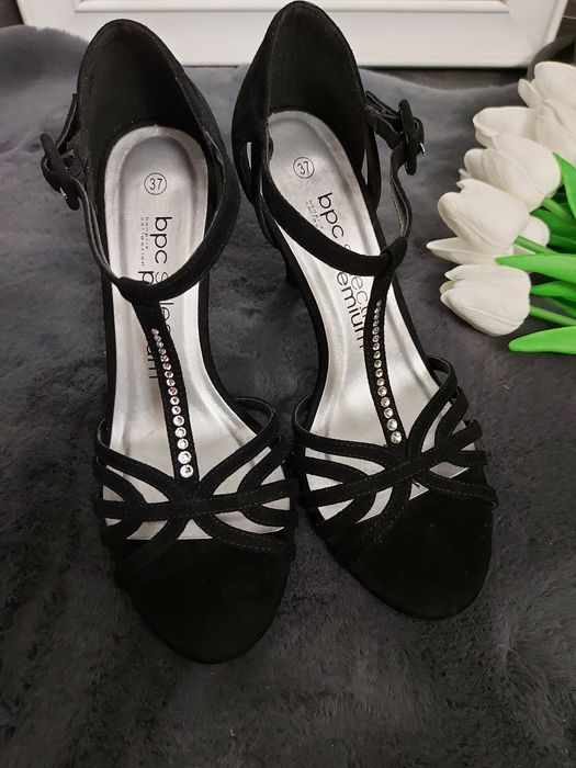 Nowe czarne sandały na szpilce 37, Bonprix