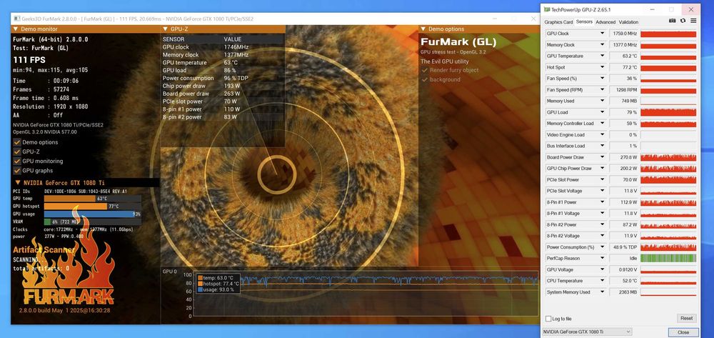 ігрова відеокарта ТОП версія GTX1080Ti 11GB 352bit ASUS ROG STRIX