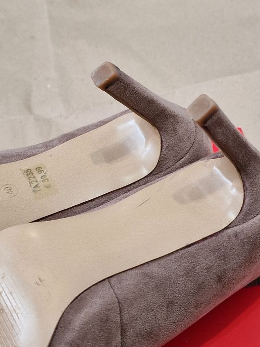 Замшеві ботильйони на високих підборах сіро-коричневого кольору, р40