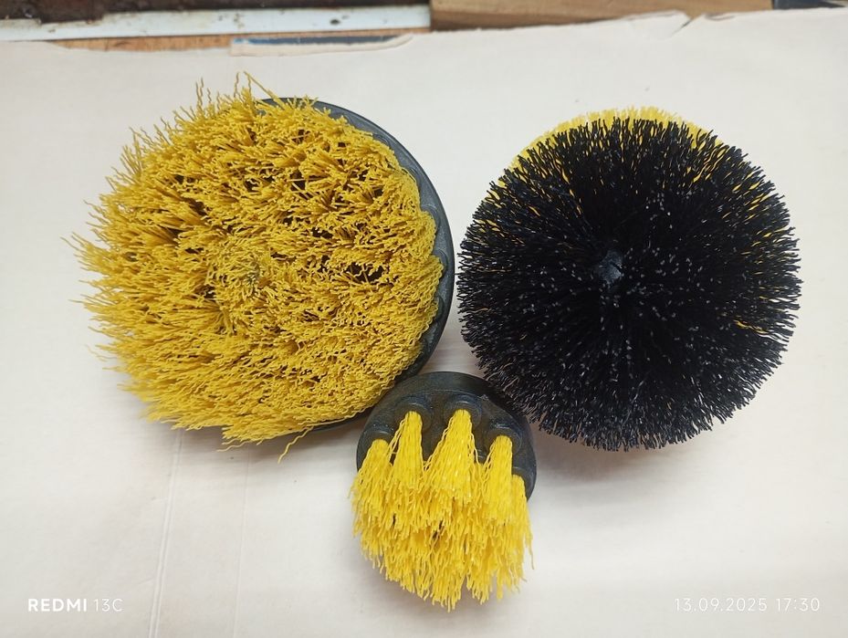 Набор 3шт щетки-насадки на шуруповерт/дрель чистка автомобиля/мебели