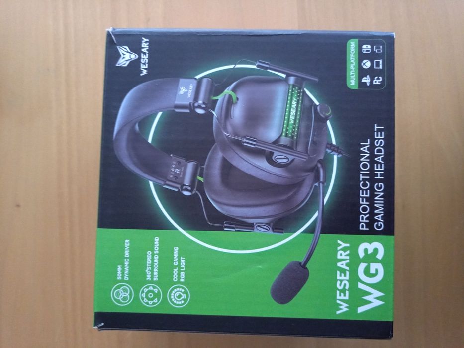 Słuchawki gemingowe RGB z mikrofonem WESEARY WG3 nauszne