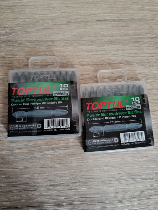 Набір біт 1/4" PH2х65мм двосторонніх 10шт. TOPTUL GAAW1001