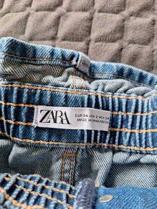 Szorty jeansowe z wysokim stanem Zara rozm. S falbanka.