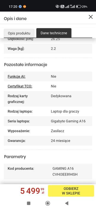 Rtx 5060 Laptop GIGABYTE A16 i7 13gen rtx 5060