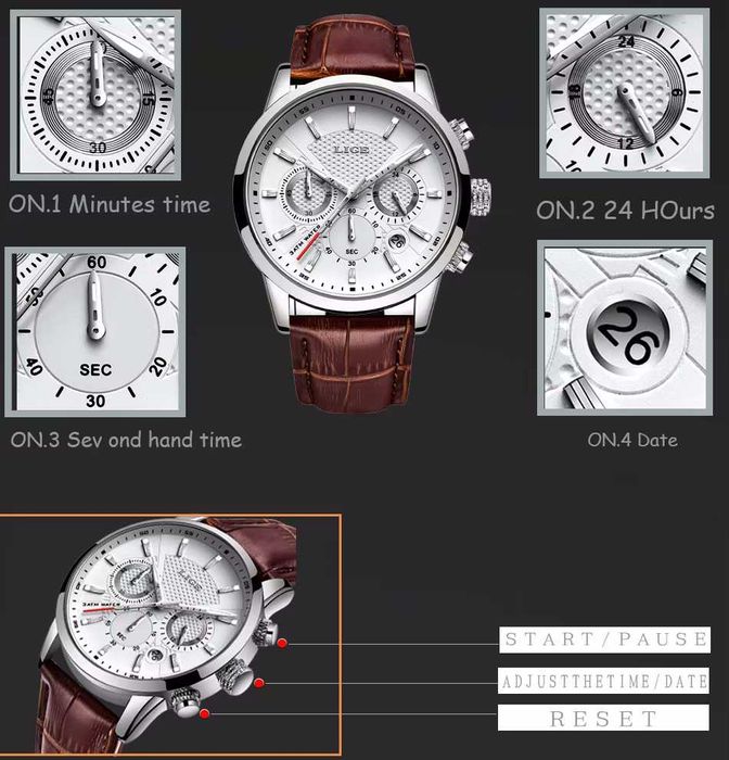 Часы наручные LIGE Chronograph quartz НОВЫЕ