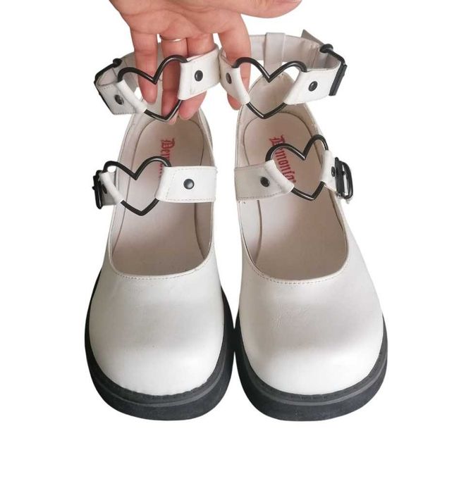 Buty DEMONIA goth platforma białe alternative killstar dollskill