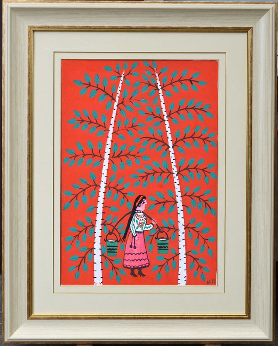 Велика картина Марії Примаченко " Дві берези ". Розмір: 73,5 × 51 см.