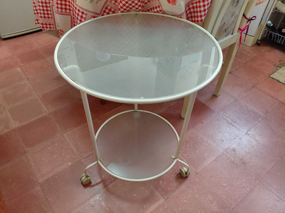 Mesa Ferro com 2 Tampos em Vidro
