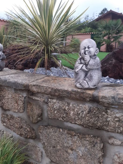 Decoração de jardim budas não ouço não vejo não falo em cimento