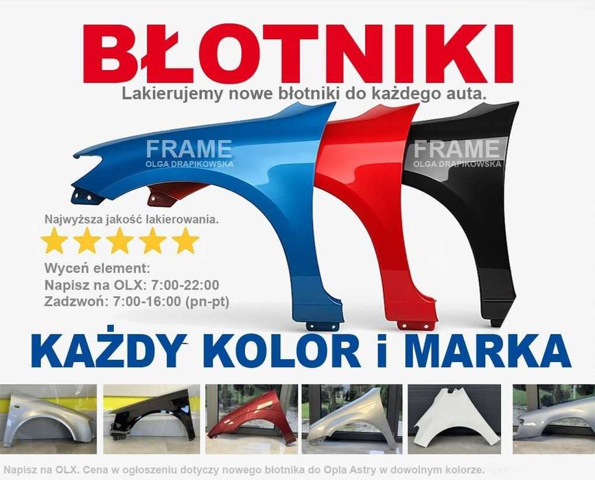 Nowe BŁOTNIKI - dowolny KOLOR i każda MARKA - WYSOKA jakość - WYSYŁKA