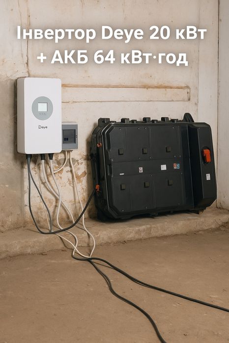 Інвертор Deye 20 кВт + АКБ 64 кВт·год (Chevrolet Bolt)