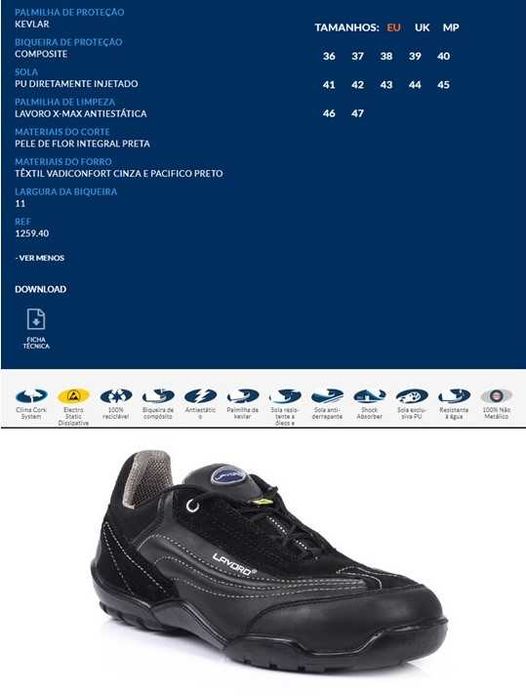 Sapatos de Segurança 44 - "Lavoro"