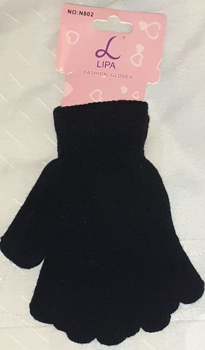 1 par de luvas de malha pretas novas