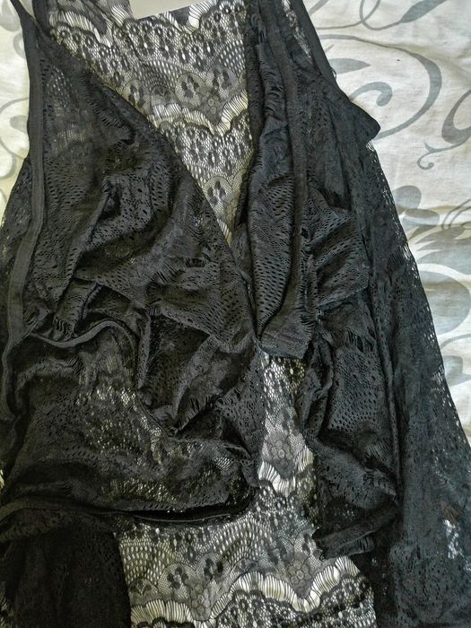 NOWA czarna Koronkowa Ażurowa Kamizelka kamizela ORSAY