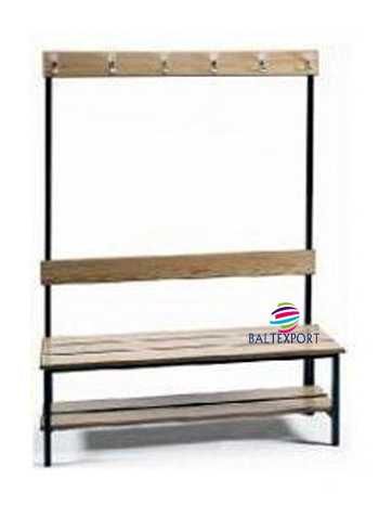 Banco Balneário Vestiário com Cabides Ripas Madeira Pinho / Fenolico