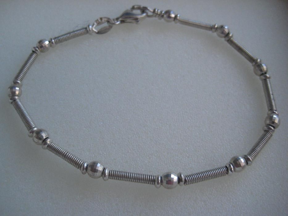 Fio e pulseira, conjunto em prata contrastada(NOVO)