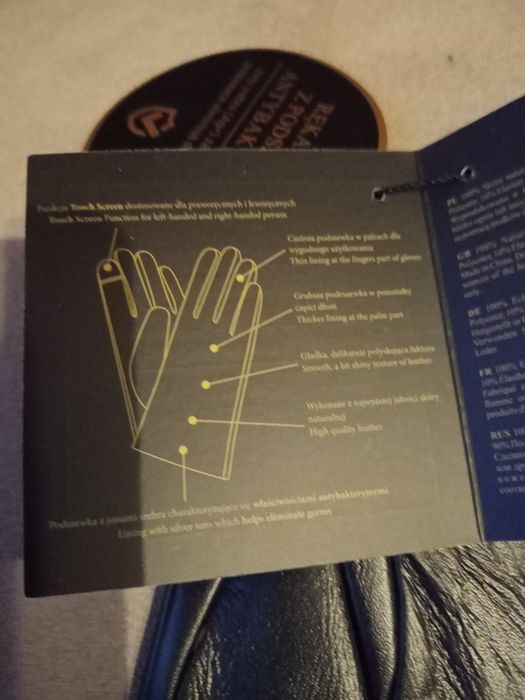 Rękawiczki damskie skórzane antybakteryjne Semi line