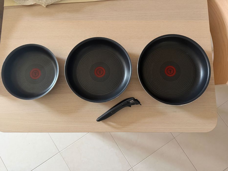 Conjunto Tefal Ingenio – 3 frigideiras + pega amovível (bom estado)