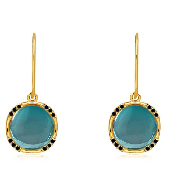 Pozłacane kolczyki z bursztynem - Półkule pr.925