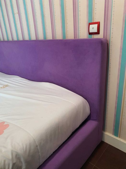 CAMA DE CASAL estofada LILÁS para colchão 1,80m x 2m