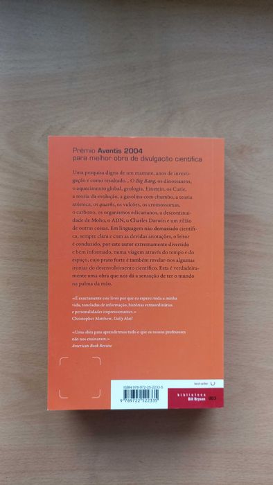 Livro "Uma Breve História de Quase Tudo" de Bill Bryson NOVO