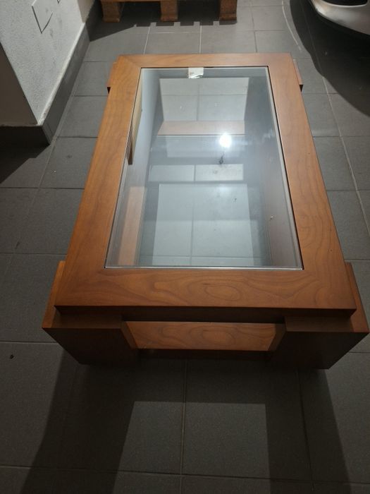 Mesa sala vidro madeira