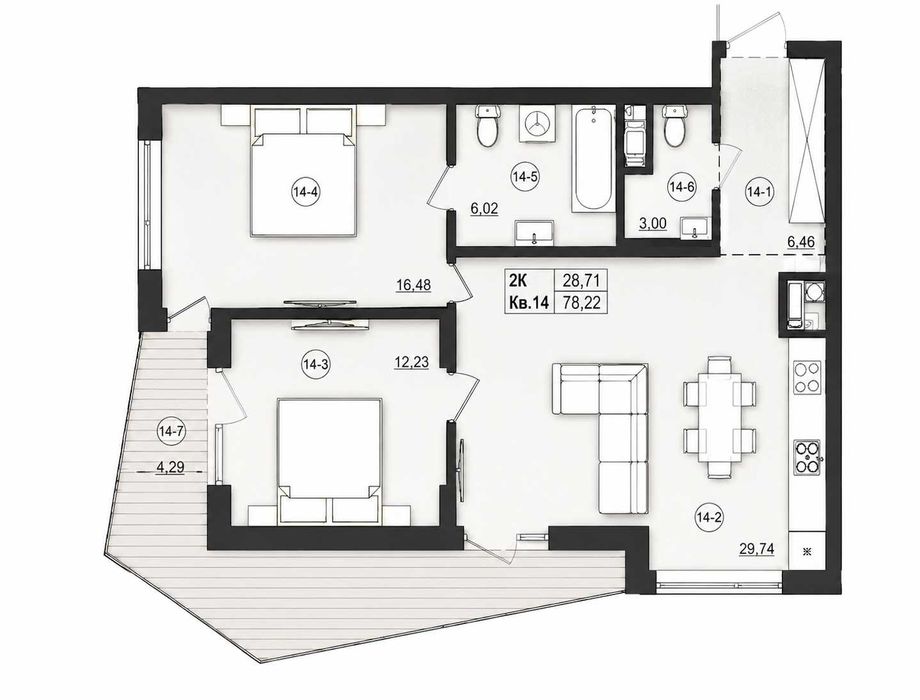 Продаж преміальної 2-кімнатної квартири в ЖК люкс-класу Riviera Residence