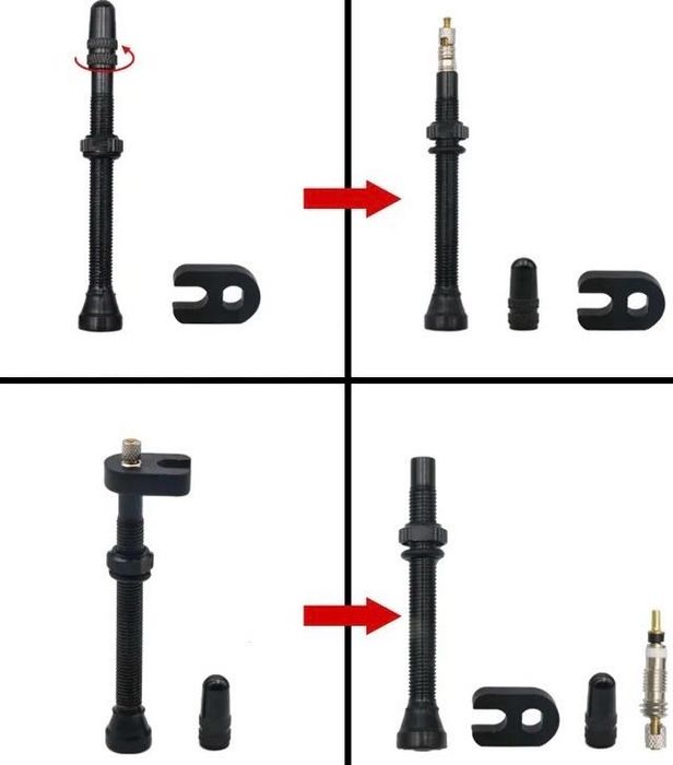 Wentylki tubeless zaworki 60 MM PRESTA ALUMINIUM 2 SZTUKI + kluczyk