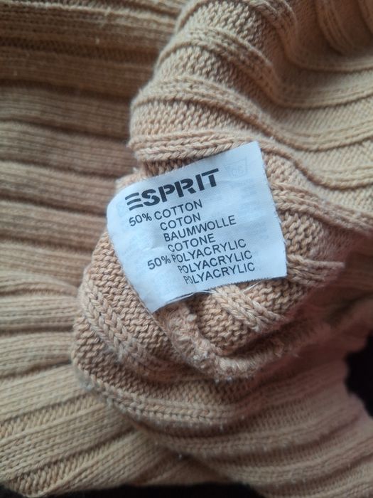 Męski beżowy sweter prążkowany Esprit L