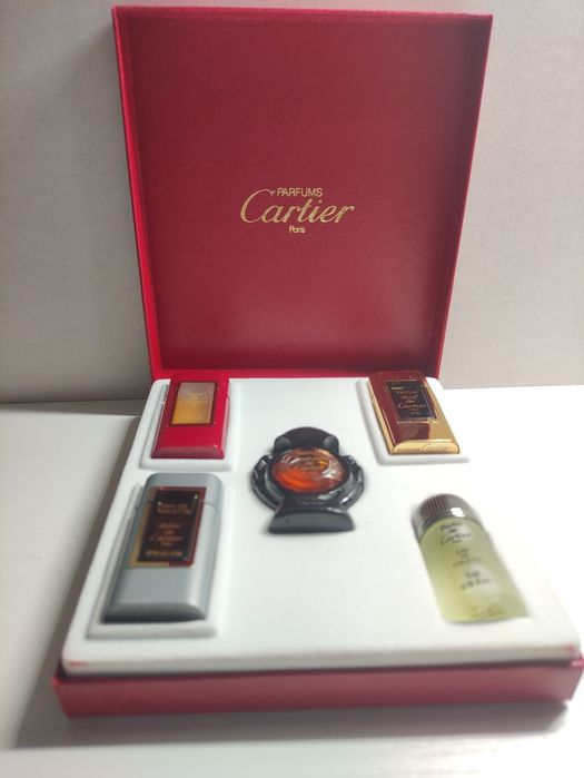 Piękny vintage zestaw Cartier 5 miniaturek perfumy