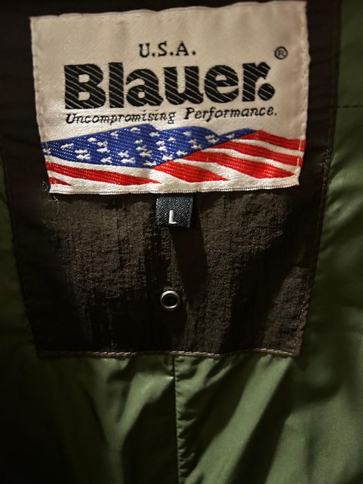 Casaco acolchoado Blauer USA com cinto castanho escuro/ verde azeitona