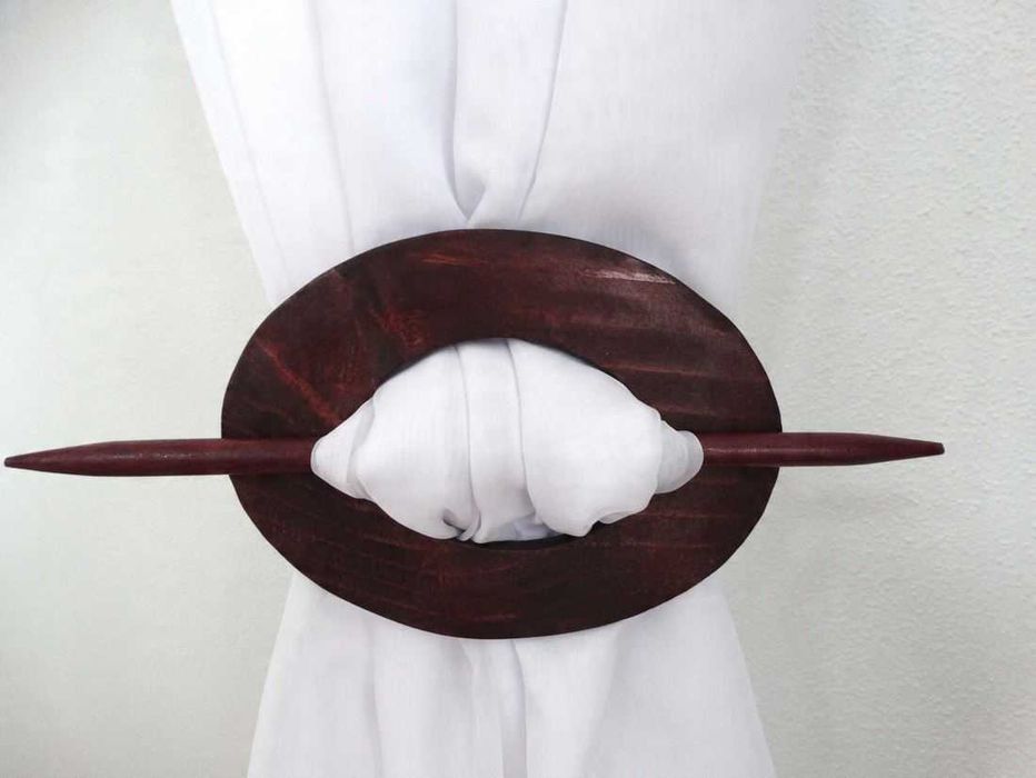 MG ELIPSA KLAMRA duża do firan zasłon BRĄZ drewno