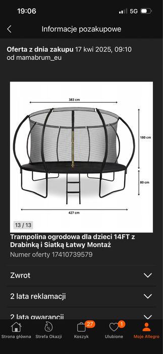 Trampolina ogrodowa 14 FT