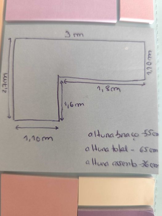 Sofá em Veludo Cinzento com Chaise Longue - Muito Bom Estado
