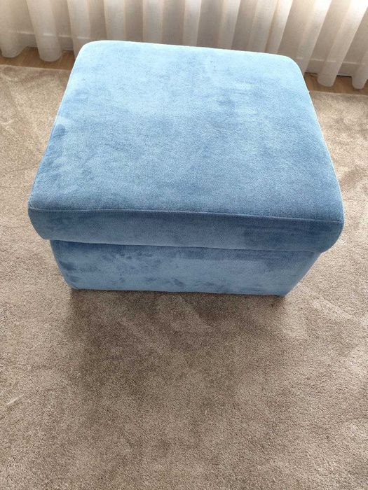 Sofá Azul com 3 Chaises + Mega Puff – Conforto, Versatilidade e Estilo