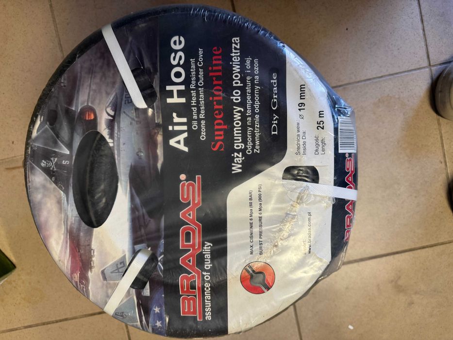 Wąż gumowy do wody powietrza fi 19 mm ścianka ~5mm dł.25 m 17 kg