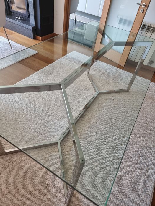 Mesa jantar vidro e inox
