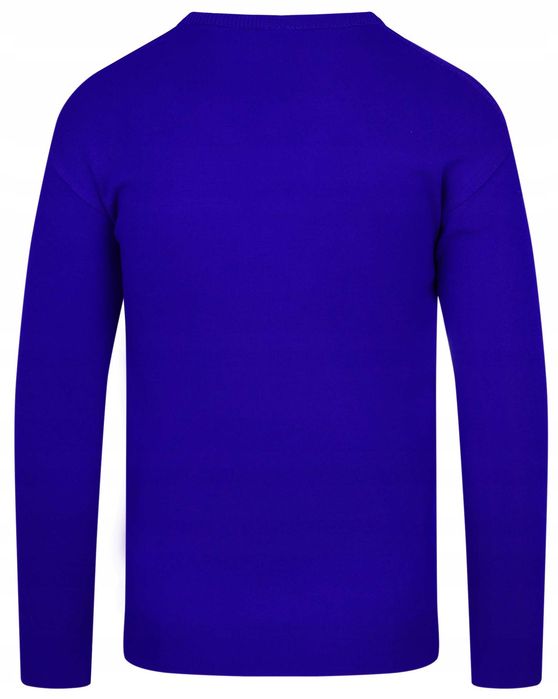 Sweter Męski V Serek- Wełna - KNK - chabrowy